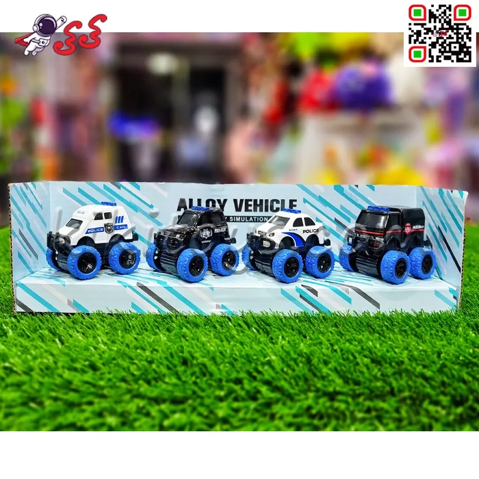 ماشین پلیس فلزی اسباب بازی قدرتی کوچک 4 عددی 489