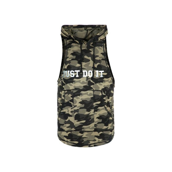 رکابی کلاه دار ورزشی مردانه نایک مدل SS-JUST DO IT چریکی قهوه ای