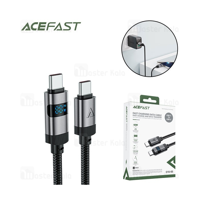 کابل Type-C به Type-C ایس فست ACEFAST C15-03 طول 1.2 متر توان 60 وات