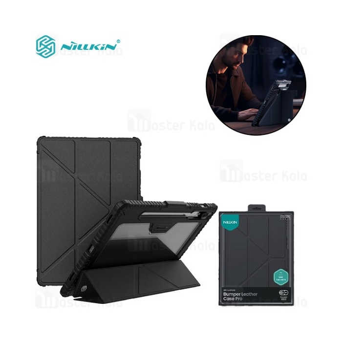 کاور چرمی هوشمند نیلکین سامسونگ Samsung Tab S10 Fe Plus Nillkin Bumper Leather Case Pro