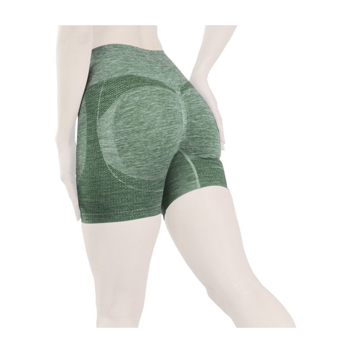 شلوارک سیملس ورزشی زنانه مدل پشت چین دار HMT-1J520 سبز آبی