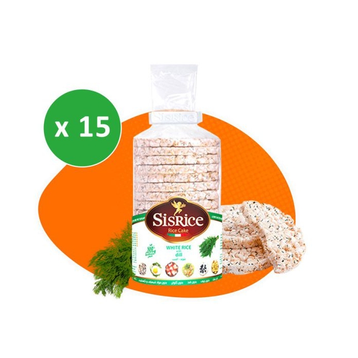 پکیج سیس رایس کیک رژیمی طعم شوید کارتن ۱۵ بسته ای