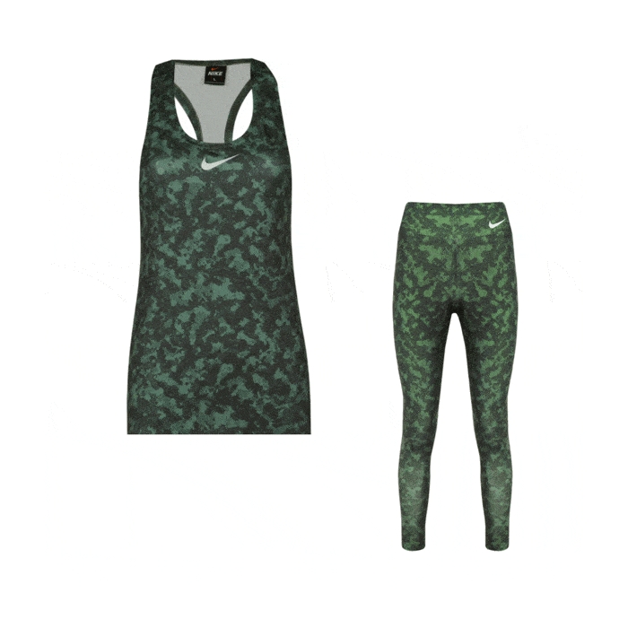 پکیج ست تاپ و لگ ورزشی زنانه نایک مدل  G package-3030 چریکی یشمی