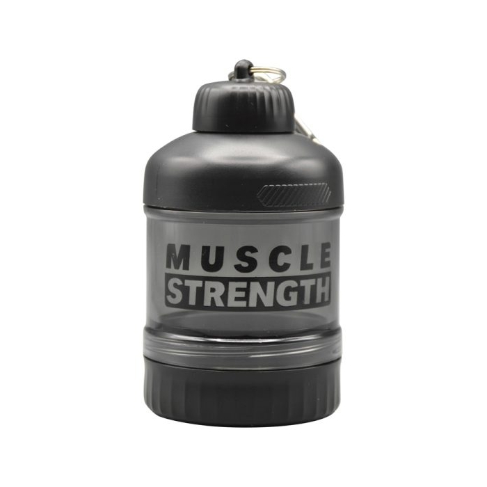قیف پروتئین وی دو تیکه مدل Muscle Strength شفاف ظرفیت ۱۰۰ میلی لیتر