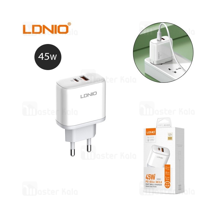 شارژر دیواری الدینیو Ldnio A2526C توان 45 وات به همراه کابل