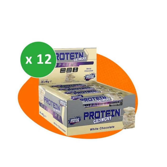 پکیج شکلات پروتئین بار ماسل استیشن مدل سوپریم شیری ۴۰ گرمی بسته ۱۲ عددی