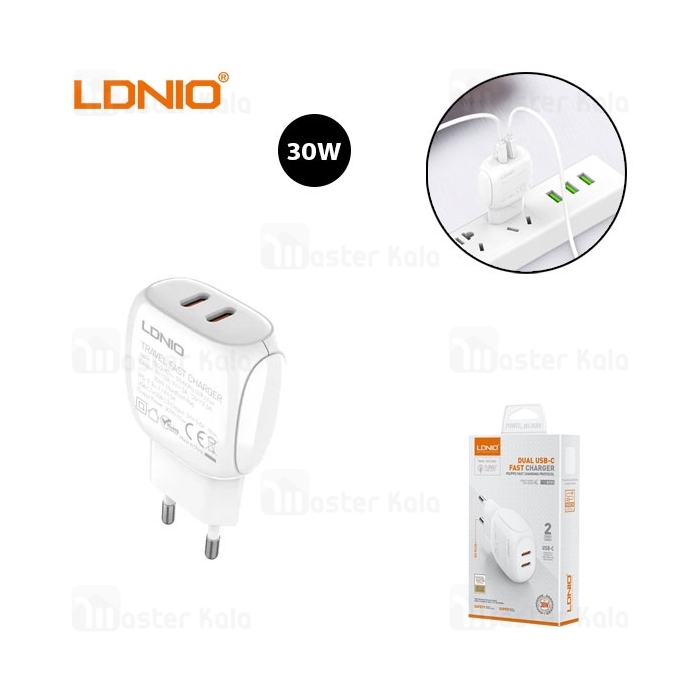 شارژر دیواری الدینیو LDNIO Q233 توان 30 وات همراه با کابل