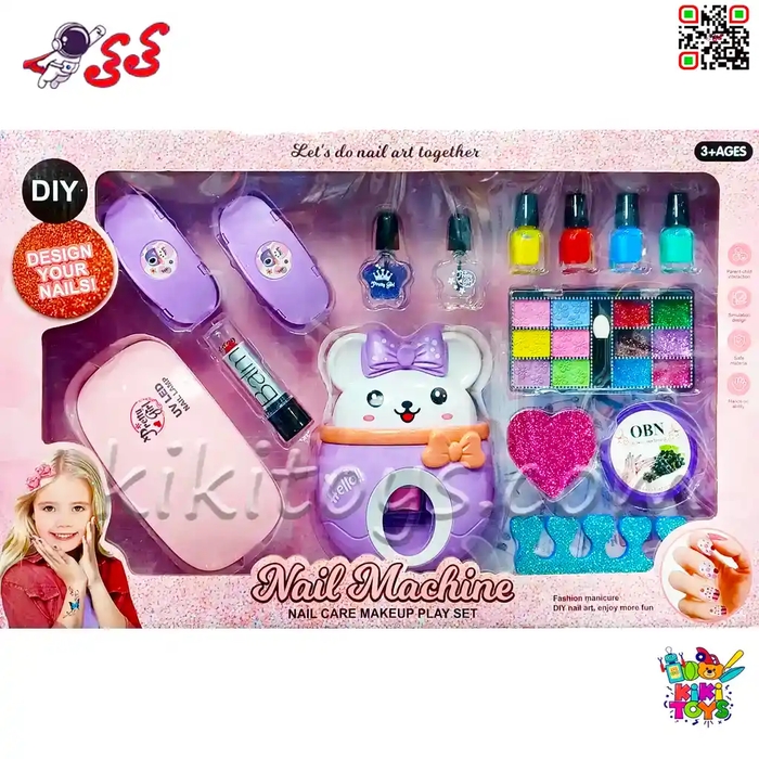 استمپر ناخن و ست آرایشی اورجینال دخترانه با لاک خشک کن مدل Nail salon play set 862