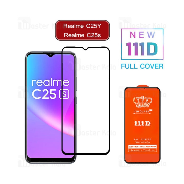 محافظ صفحه شیشه ای تمام صفحه تمام چسب ریلمی Realme C25Y / C25s 111D Glass
