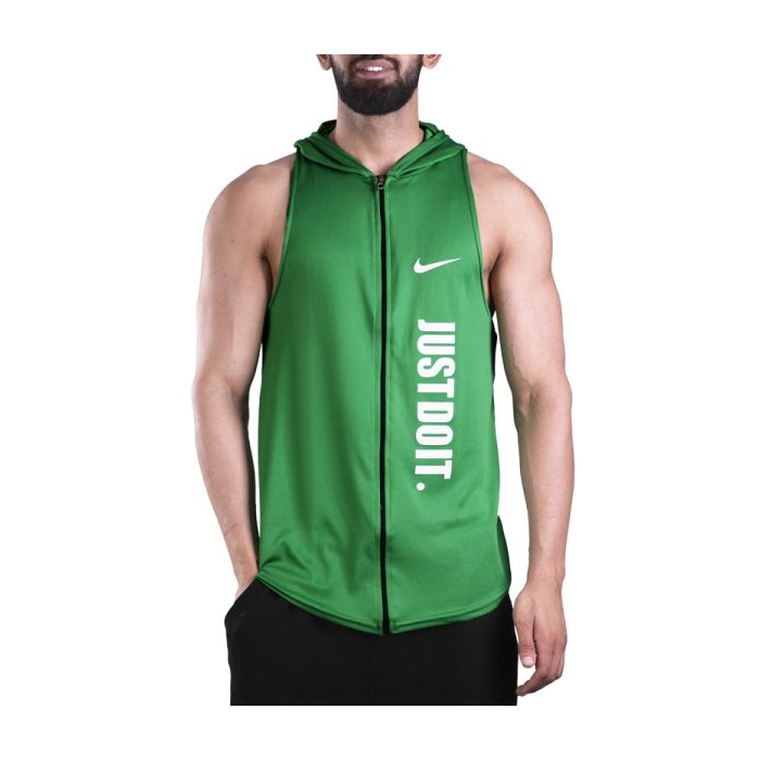 رکابی کلاهدار ورزشی مردانه نایک مدل PY-JDI زیپ دار سبز