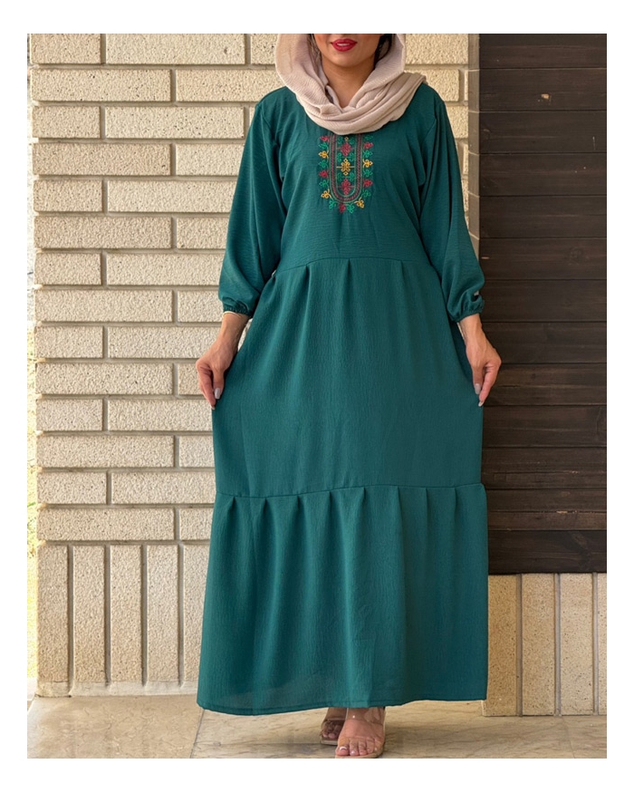 پیراهن ابر و بادی گلدوزی 7044
