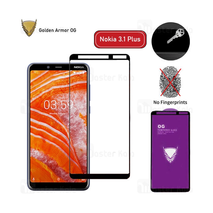 محافظ صفحه شیشه ای تمام صفحه تمام چسب OG نوکیا Nokia 3.1 Plus OG 2.5D Glass