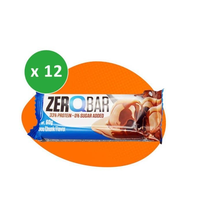 پکیج شکلات پروتئین بار کوامترکس مدل ZERO BAR تیکه شکلاتی ۶۰ گرمی بسته ۱۲ عددی