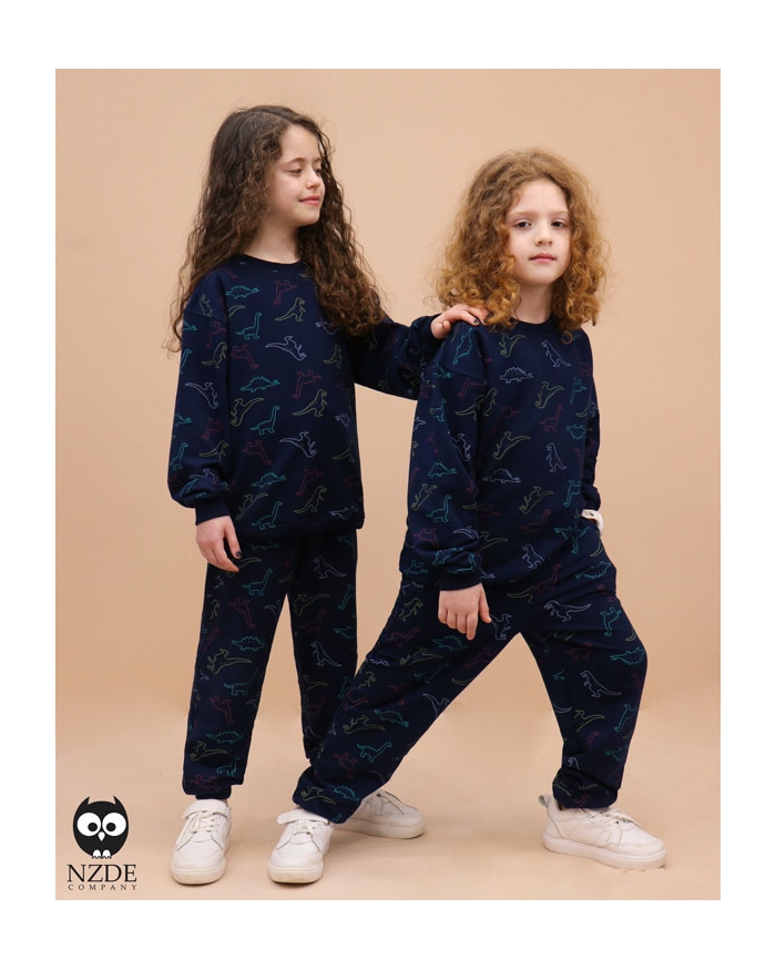 بلوز شلوار تمام چاپ دایناسور رنگی NZDE