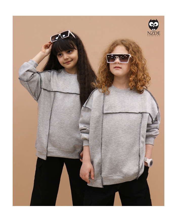 بلوز بگ استایل ملانژ دوخت زنجیره ای NZDE