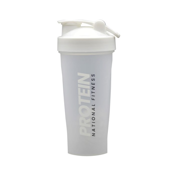 شیکر ورزشی یک تیکه پروتئین فیتنس مدل National شفاف درب ضامنی ظرفیت ۰.۶ لیتر