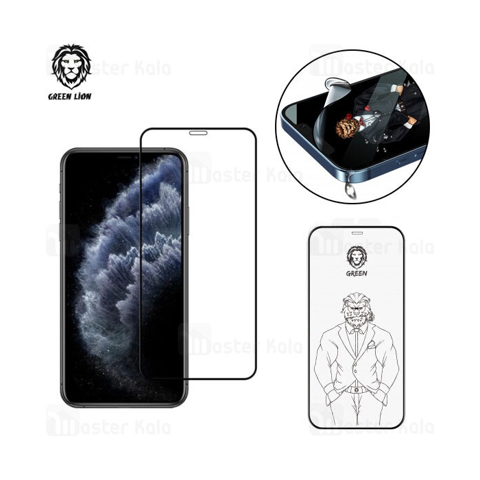 گلس تمام صفحه تمام چسب آیفون گرین لاین Apple iPhone 11 Pro Max / XS Max Green Lion 3D Unbreakable