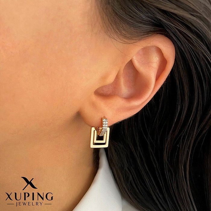 گوشواره حلقه‌ای دو مربع ژوپینگ