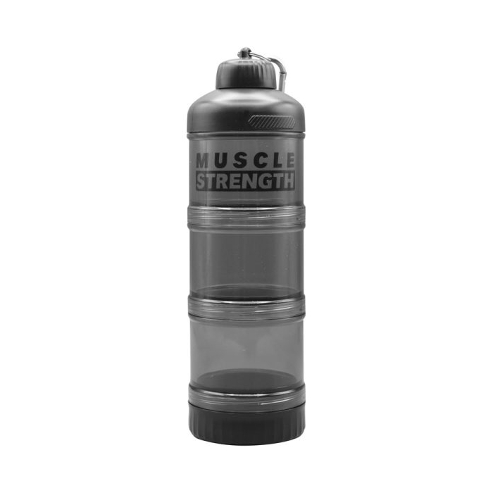 قیف پروتئین وی چهار تیکه مدل Muscle Strength شفاف ظرفیت ۳۲۰ میلی لیتر