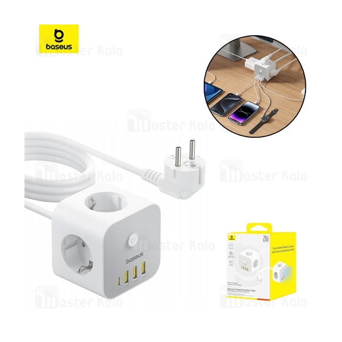 چند راهی و هاب شارژر 7 پورت بیسوس Baseus E00066401213-00 طول 1.5 متر توان 20 وات
