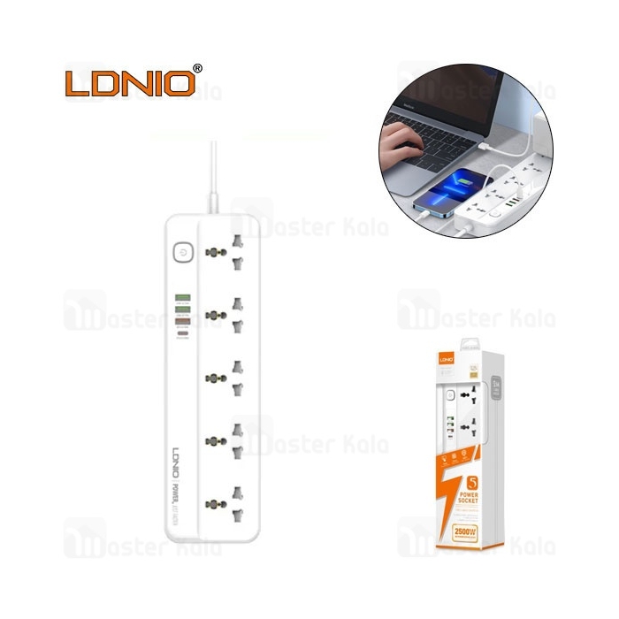 چند راهی برق و شارژر الدینیو LDNIO SC5415 دارای 4 پورت
