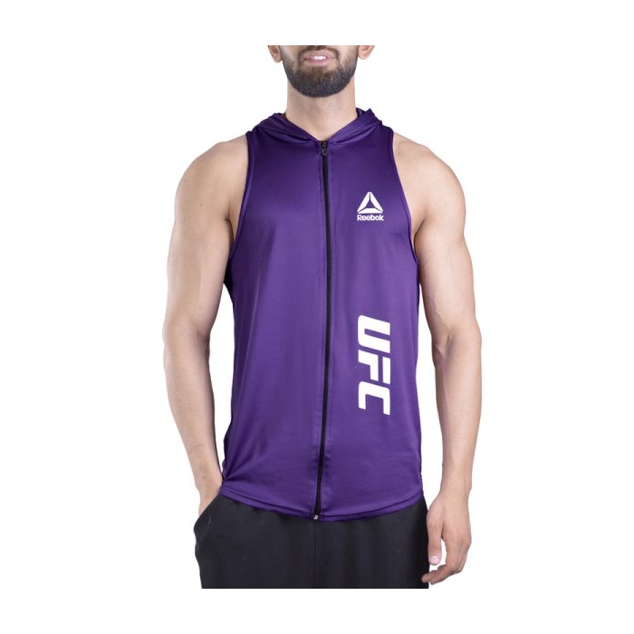 رکابی کلاهدار ورزشی مردانه ریباک مدل PY UFC-2A0601 زیپ دار بنفش