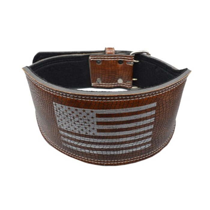 کمربند بدنسازی USA fLAG مدل GDS-STAR 666 سگکی قهوه ای