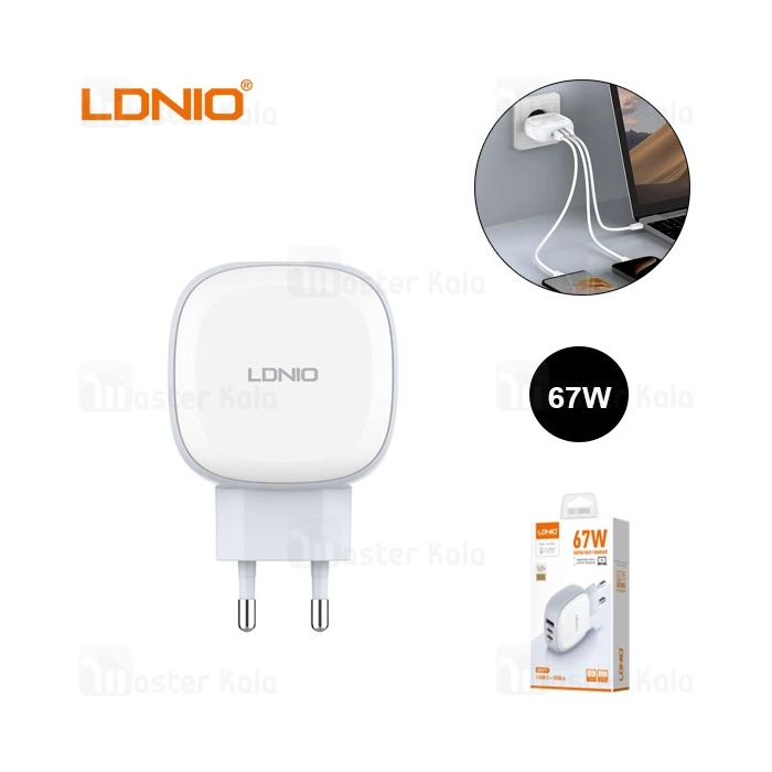 شارژر دیواری الدینیو Ldnio Q3611 GaN توان 67 وات همراه با کابل