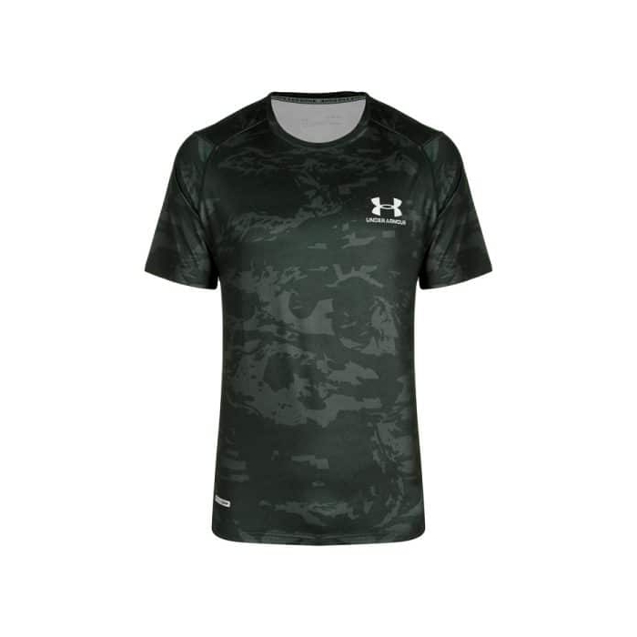 تیشرت استرج ورزشی مردانه آندر آرمور مدل Heat-169 چریکی یشمی
