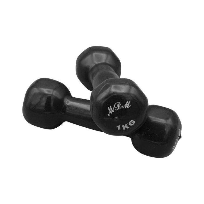 دمبل بدنسازی ام دی ام روکش دار وزن ۱ کیلو گرم بسته دو عددی
