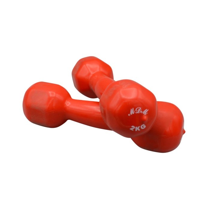 دمبل بدنسازی ام دی ام روکش دار وزن ۲ کیلو گرم بسته دو عددی
