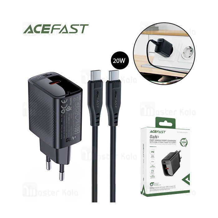 شارژر دیواری ایس فست ACEFAST A82 PD20W GaN Fast Charger توان 20 وات