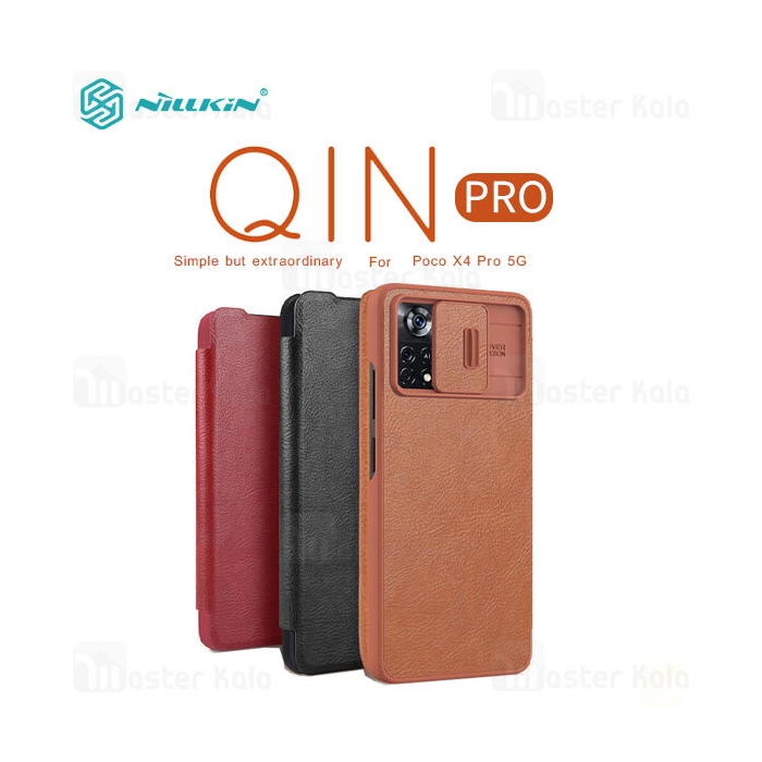 کیف چرمی نیلکین Xiaomi Poco X4 Pro 5G Nillkin Qin Pro Leather دارای محافظ دوربین