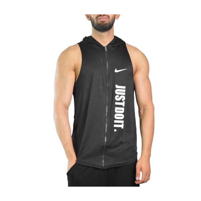 رکابی کلاه دار ورزشی مردانه نایک مدل PY-JDI زیپ دار مشکی