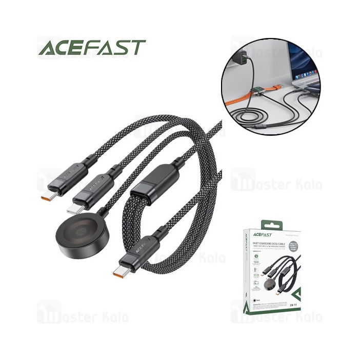 کابل دو سر Type-C و شارژر اپل واچ ایس فست ACEFAST C6-11 طول 1.2 متر توان 100 وات