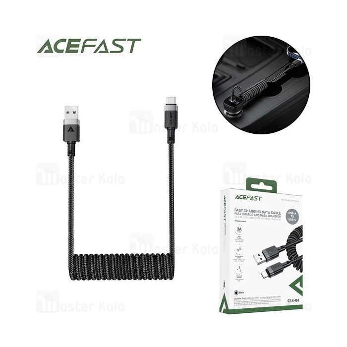 کابل Type-C فنری ایس فست ACEFAST C14-04 طول 1.2 متر توان 15 وات
