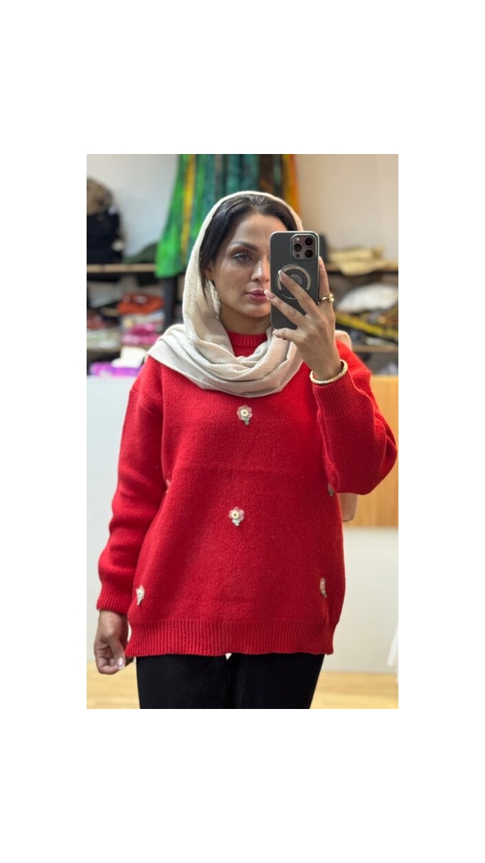  بلوز بافت طرح گل وارداتی 3054