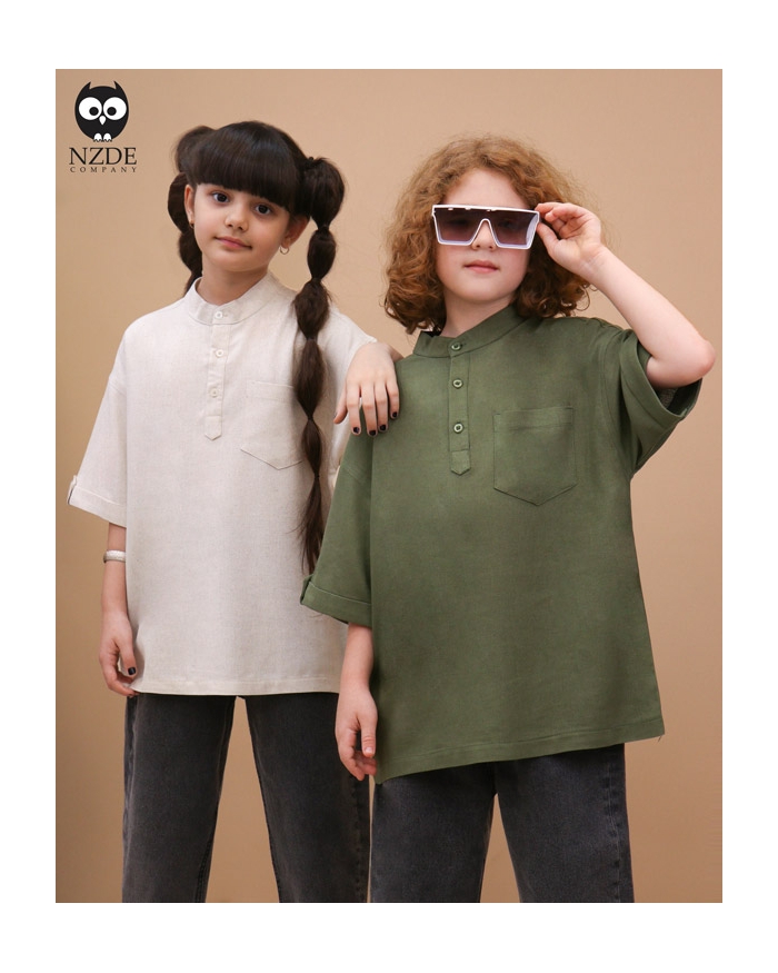 شومیز لینن یقه دیپلمات NZDE