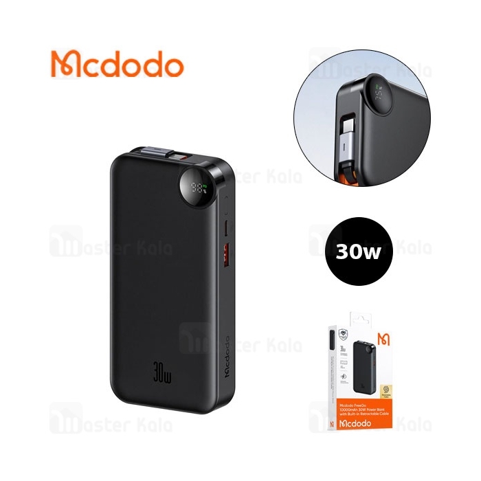 پاوربانک 10000 مک دودو Mcdodo Freego MC-3870 توان 30 وات همراه با کابل متصل