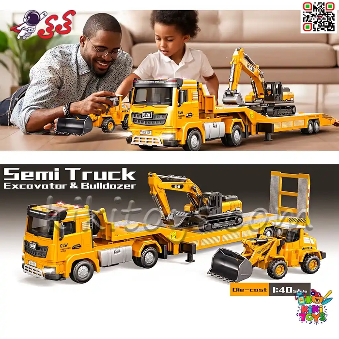 ماکت فلزی تریلی اسکانیا SCANIA 5526 حمل ماشین راهسازی – همراه با ماشین‌های فلزی ساخت‌و‌ساز