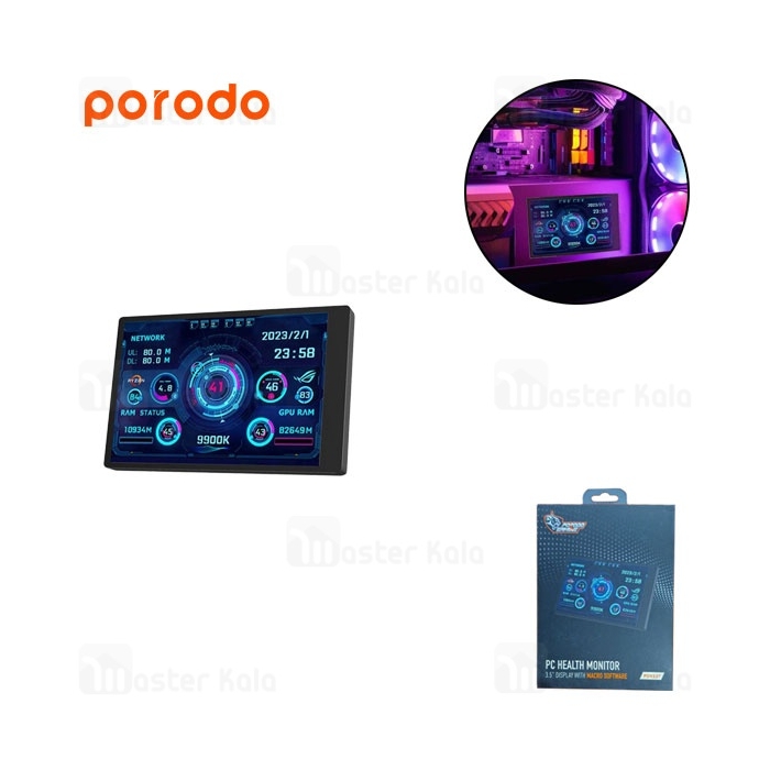 مانیتور سلامت سیستم پرودو Porodo PDX537 PC Health Monitor 3.5 inch