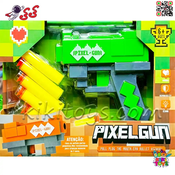 تفنگ اسباب‌بازی ماینکرافت Pixel Gun با تیرهای فومی ایمن 828