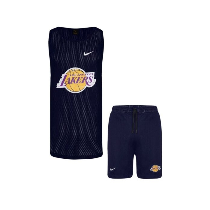 ‫‫ست رکابی و شلوارک ورزشی مردانه لیکرز مدل PB-1411 سرمه ای