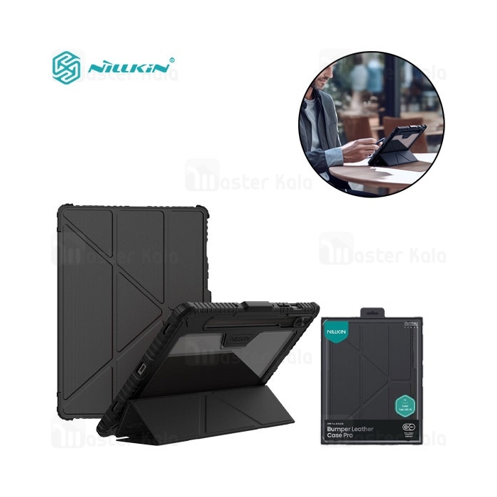 کاور چرمی هوشمند نیلکین سامسونگ Samsung Tab S10 Fe Nillkin Bumper Leather Case Pro