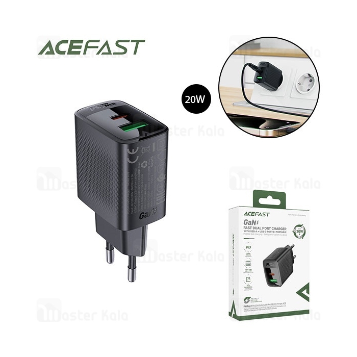 شارژر دیواری ایس فست ACEFAST A78 PD20W GaN Fast Charger توان 20 وات