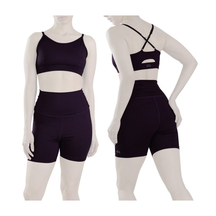 ست نیم تنه و کشاله بند ورزشی زنانه الو مدل ۴B0153 بادمجانی