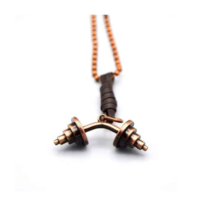 گردنبند برنجی طرح دمبل خم زنجیر دات مدل ۲۲۶۱۱