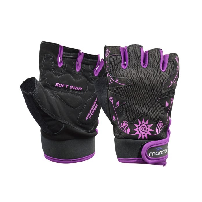 دستکش بدنسازی زنانه ماراتن مدل Flower-402P875 بنفش تیره