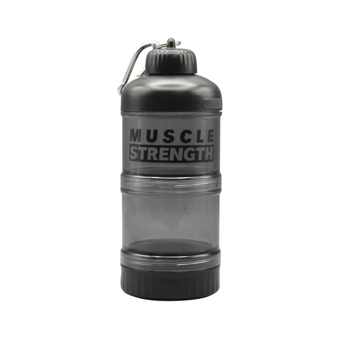 قیف پروتئین وی سه تیکه مدل Muscle Strength شفاف ظرفیت ۲۰۰ میلی لیتر