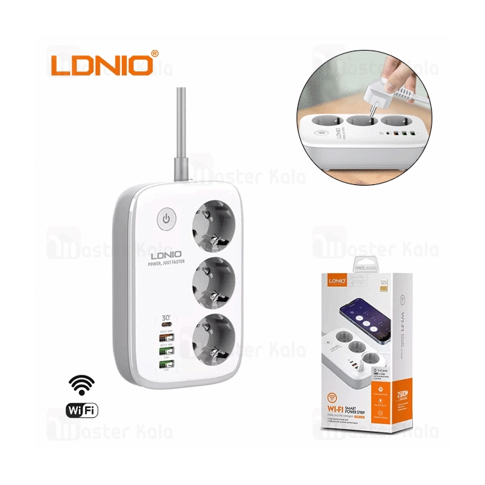 چند راهی برق و شارژر هوشمند الدینیو LDNIO SEW3452 دارای 4 پورت